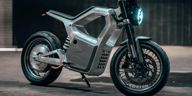 Eco-friendly and sustainable electric motorcycle ride in nature