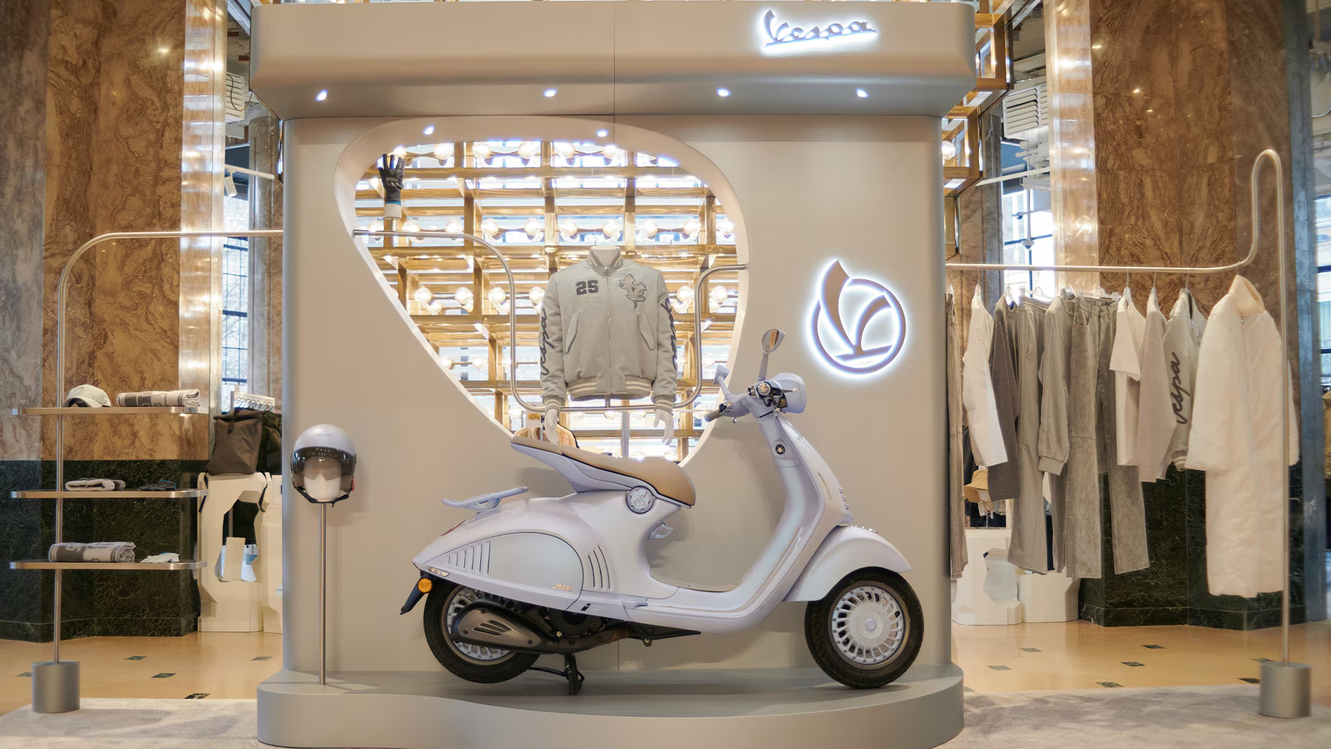 Icy Vespa 946 Snake urban ride showcasing sustainable design and style.