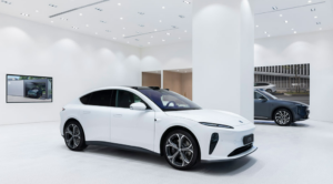 Nio electric vehicle showroom in the UAE, marking a step toward EV growth in the Middle East.