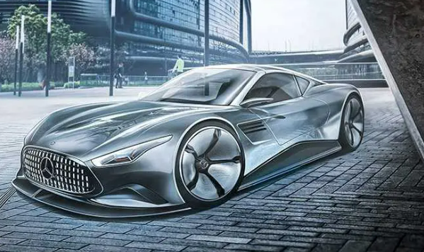 concept car with futuristic design and advanced battery technology.