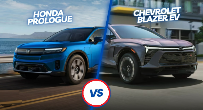 2025 Honda Prologue vs Chevy Blazer EV, comparing two leading electric SUVs with advanced performance and features.