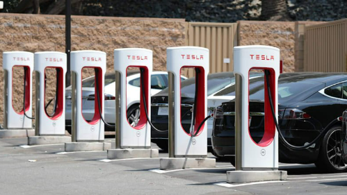 Tesla Supercharger station in operation